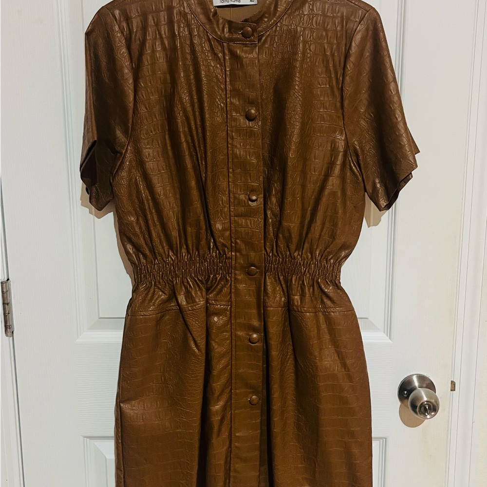 Brown Faux Leather Dress